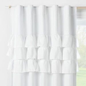 Open Box - Pillowfort - 95" Ruffle Blackout Kids' Curtain Panel White - Pi White